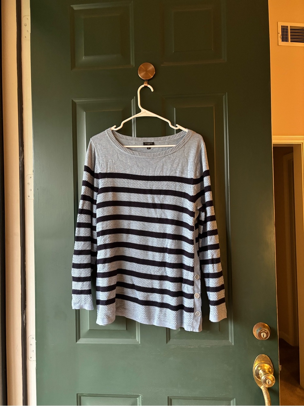 Talbots Grey & Black Stripes Sweater